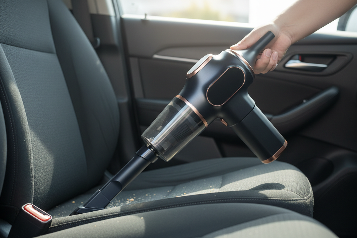 Aspirateur noir dans une voiture