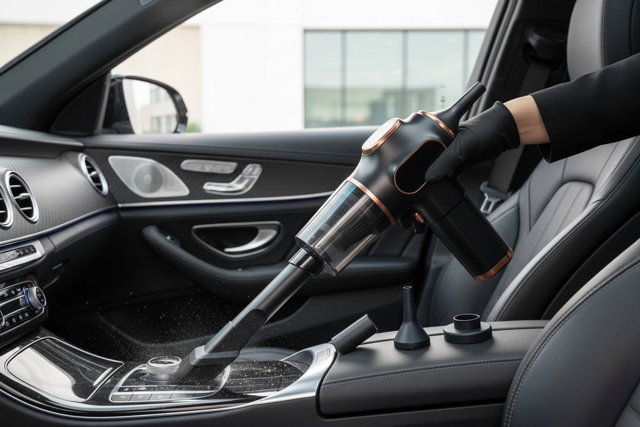 Aspirateur noir en situation voiture